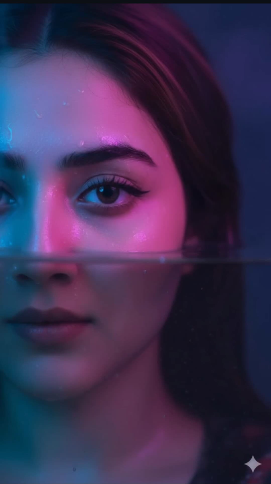 Dramatic submerged portrait of a woman.