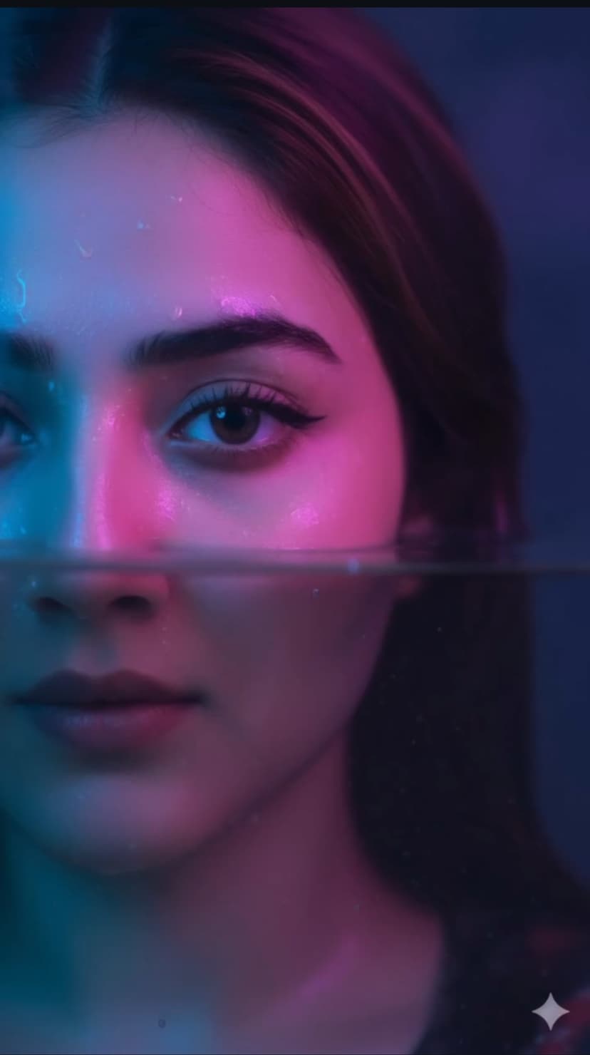 Dramatic submerged portrait of a woman.